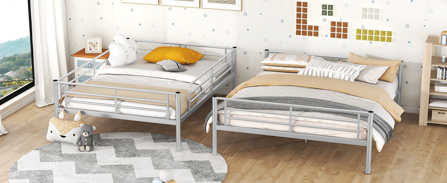 Full XL Over Queen Metal Bunk Bed, Sliver - Atlantic Fine Furniture Melbourne FL