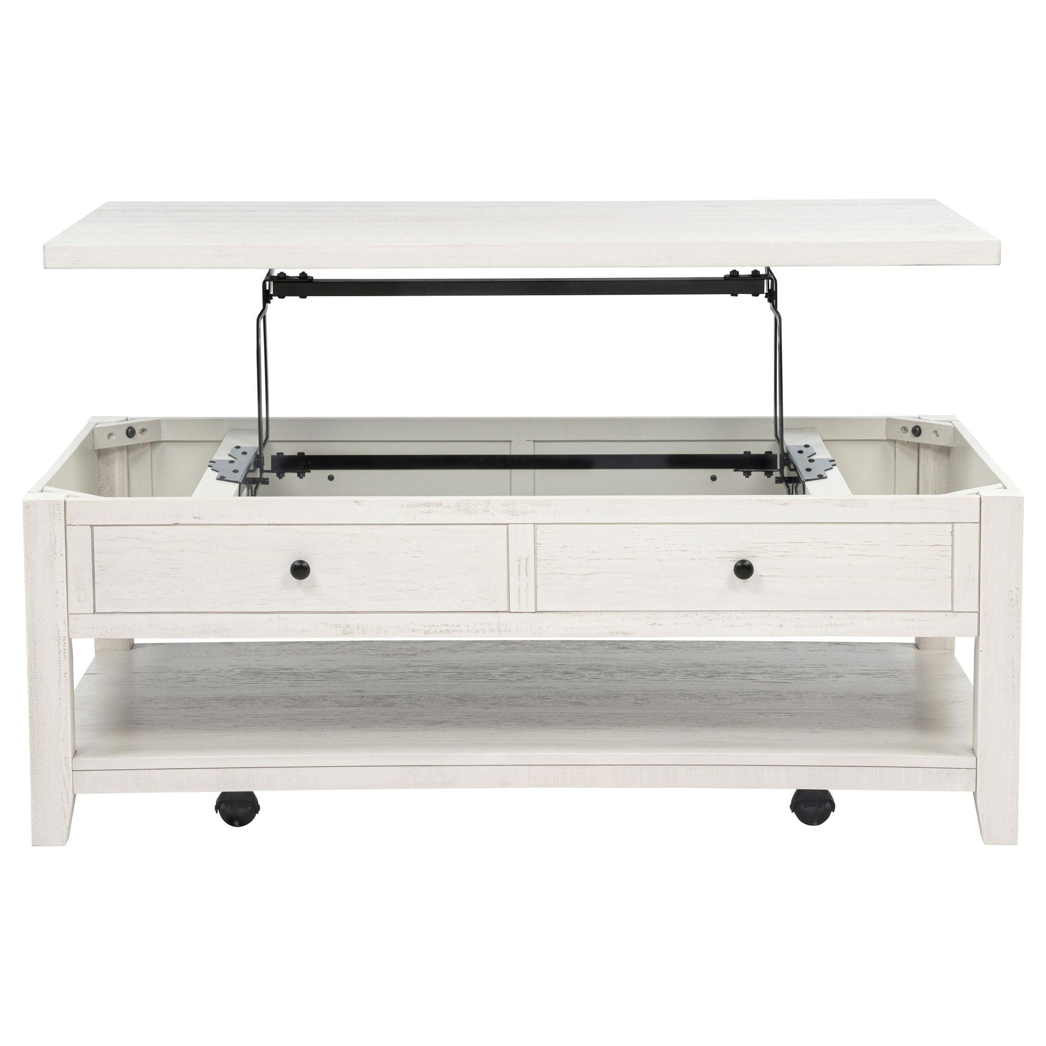 Payne 48-inch Mobile Lift Top Coffee Table Distressed White - Atlantic Fine Furniture Melbourne FL