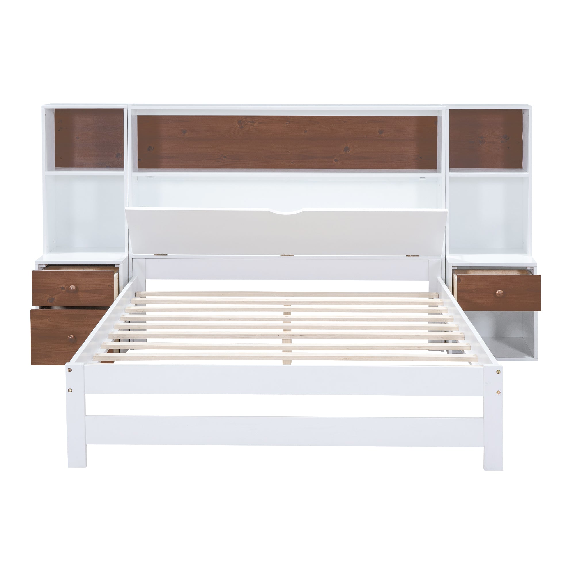 Full Size Platform Bed with Storage Headboard and Drawers, White - Atlantic Fine Furniture Melbourne FL