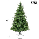 Unlit 7Ft Christmas Tree With Dense Branches, Hinged Design, Realistic Look - Green