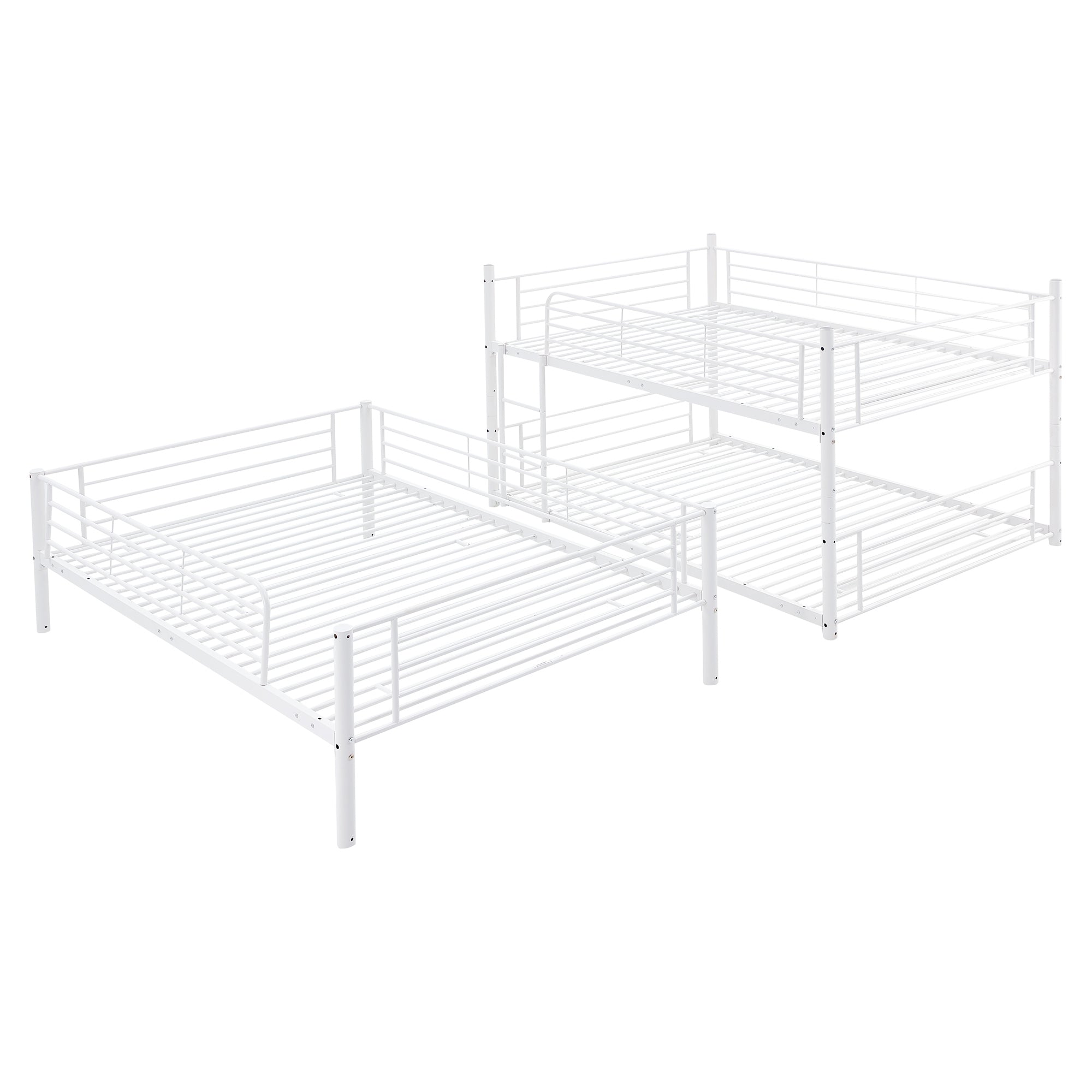 Full-Full-Full Metal Triple Bed with Built-in Ladder, Divided into Three Separate Beds,White(OLD SKU:LP000297AAK) - Atlantic Fine Furniture Melbourne FL