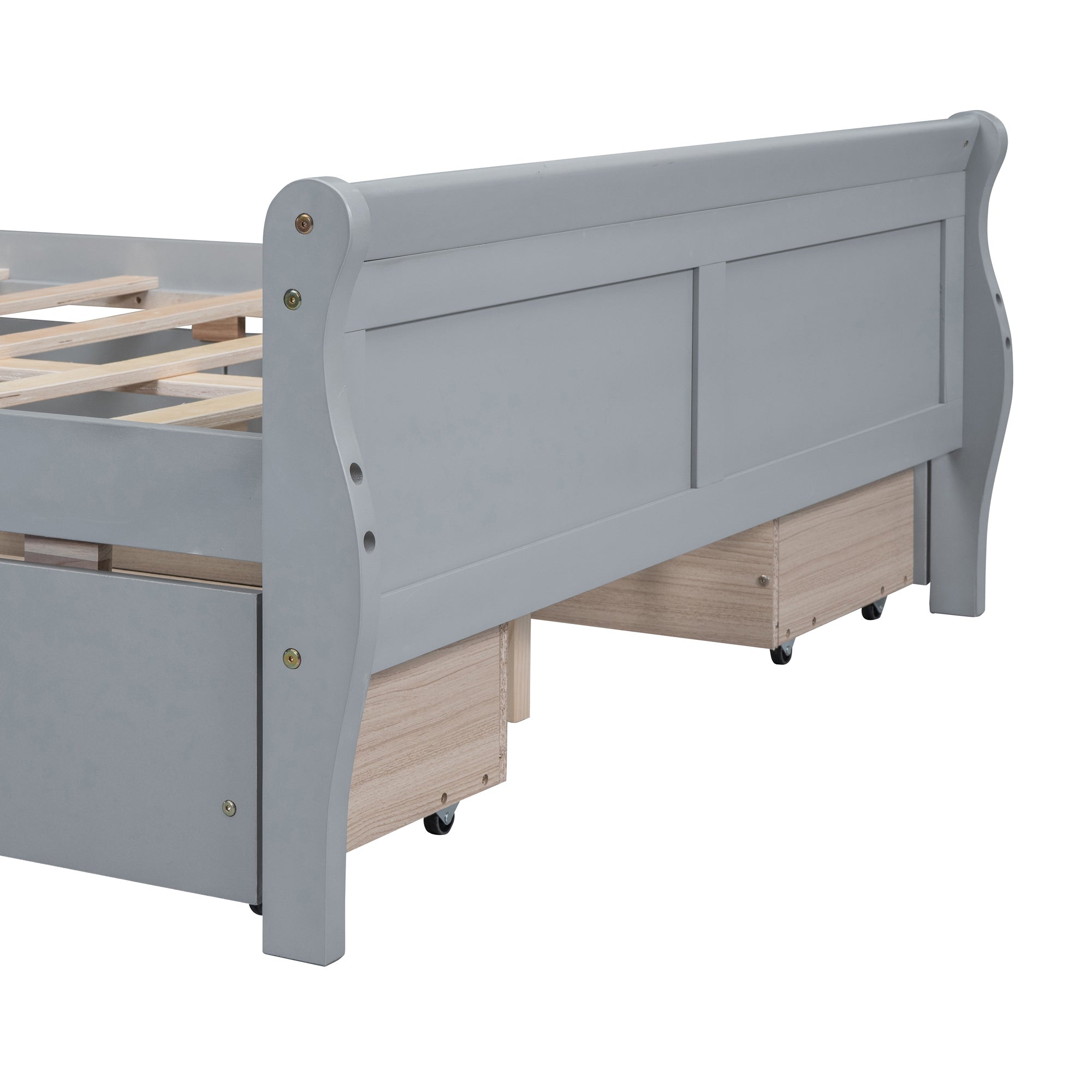 Full Size Wood Platform Bed with 4 Drawers and Streamlined Headboard & Footboard, Gray - Atlantic Fine Furniture Melbourne FL