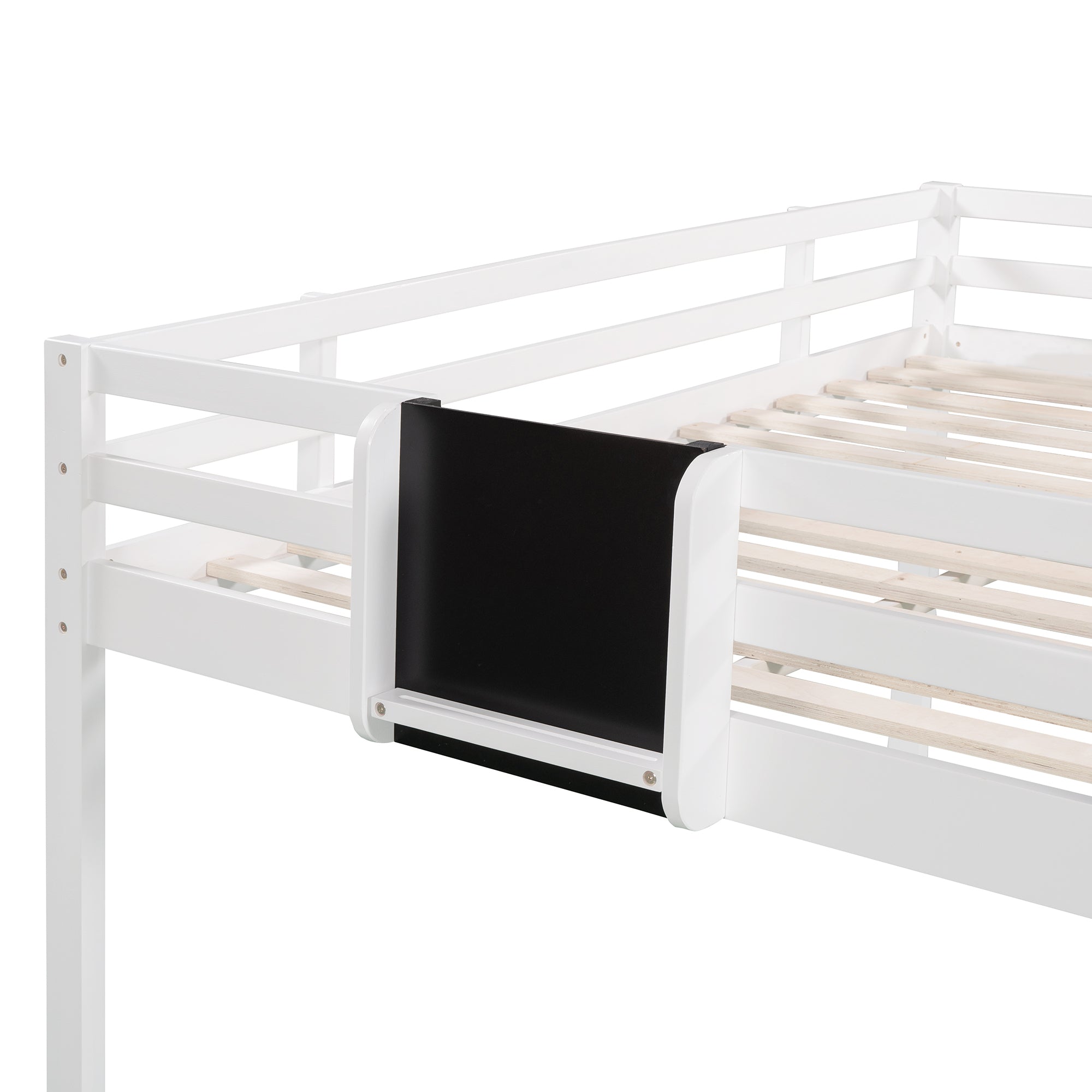 Full size Loft Bed Wood Bed with Slide, Stair and Chalkboard,White(Old SKU:WF282116AAK) - Atlantic Fine Furniture Melbourne FL