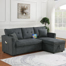 Sectional Sofa Bed L Shaped Sofa Couch Bed With USB Port, Reversible Chaise With Storage