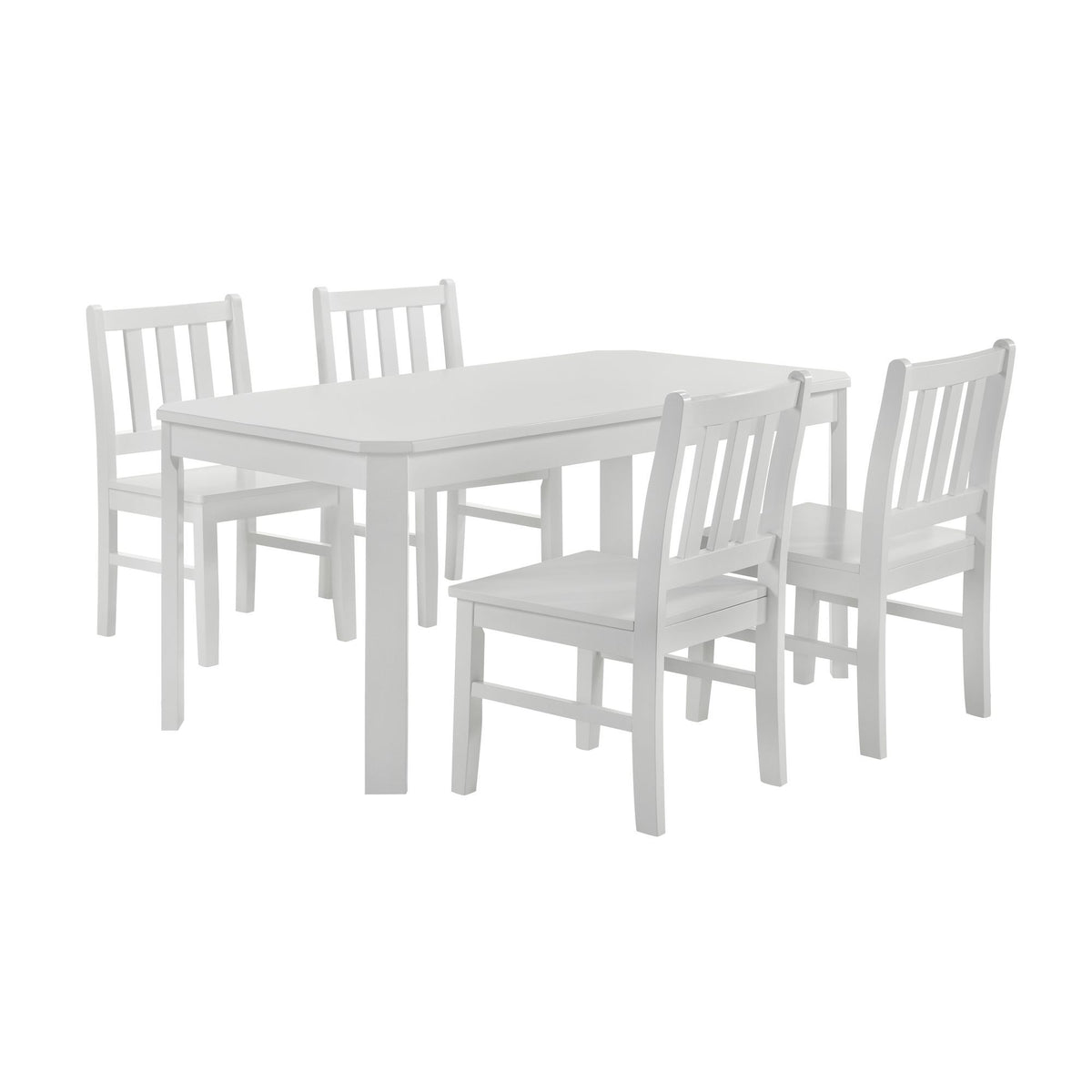 Travis Youth 5 Piece Dining Set With Table And 4 Chairs in White by Elements International