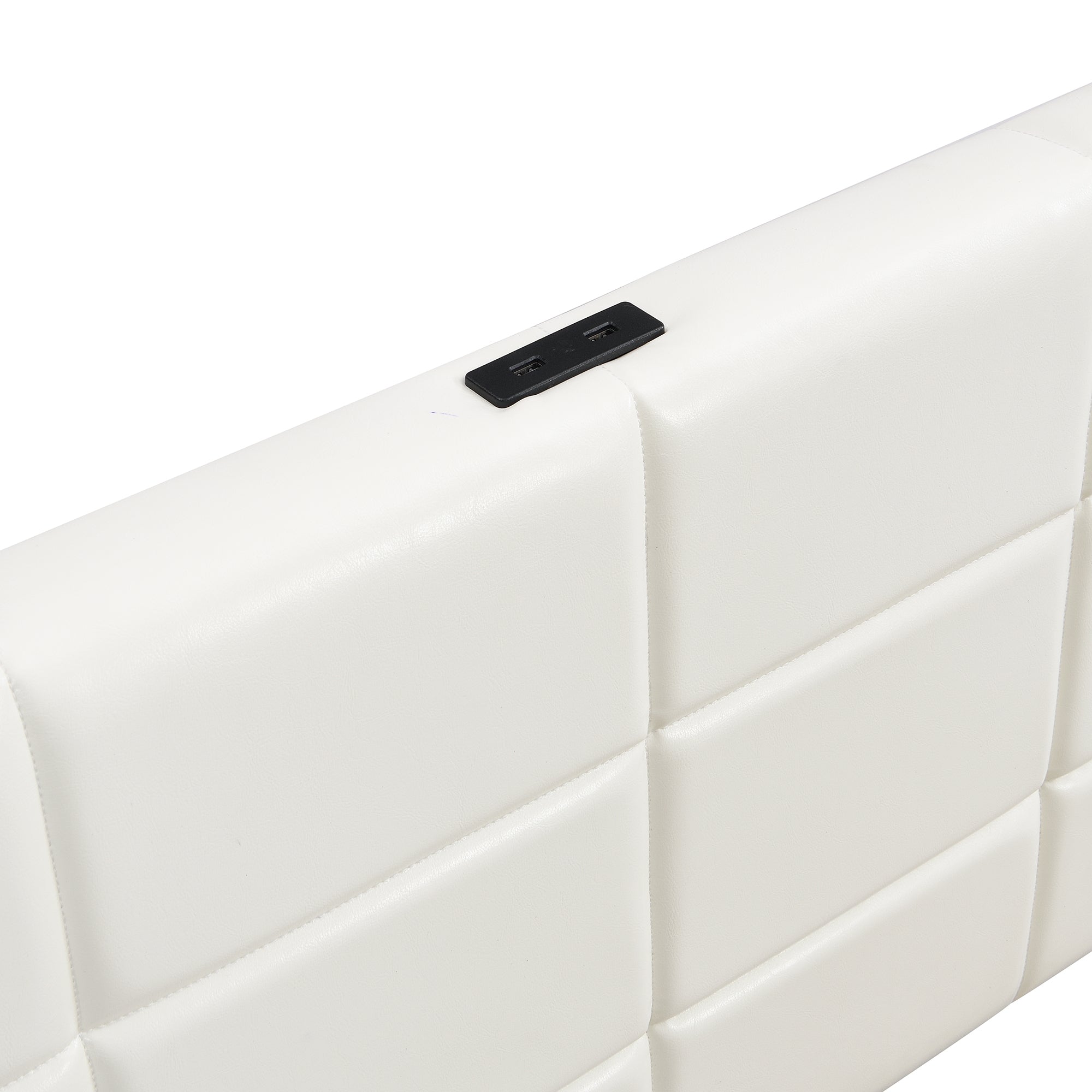 Queen Size Upholstered Platform Bed with LED Lights and USB Charging, Storage Bed with 4 Drawers, White - Atlantic Fine Furniture Melbourne FL