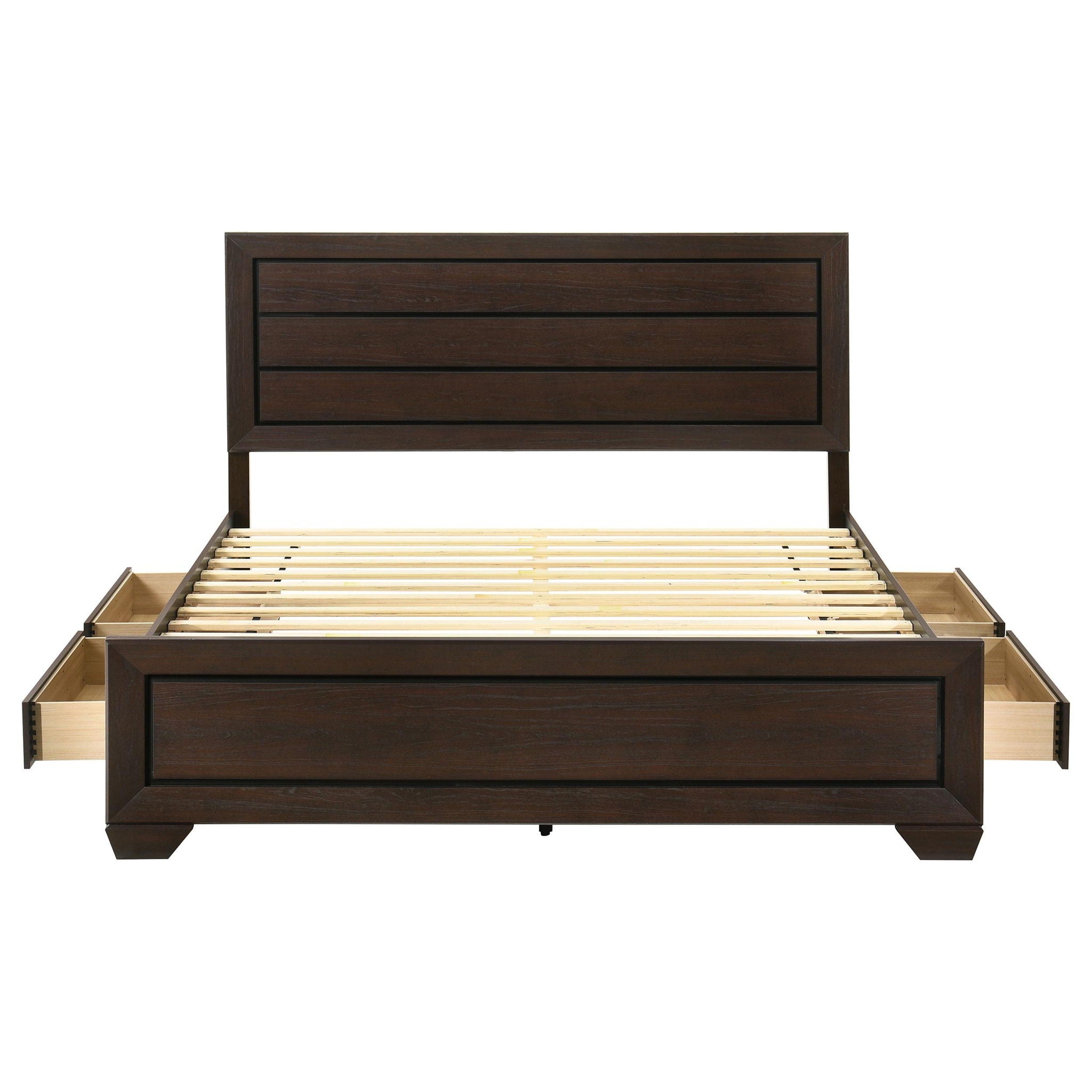 Kauffman Wood Eastern King Storage Panel Bed Dark Cocoa