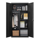 Large Capacity Wardrobe With Hanging Rod And Compartments