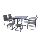 9 Pieces Patio Dining Sets Outdoor Space Saving Rattan Chairs With Glass Table Top Wicker And Cushion - Dark Gray