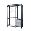 Garment Rack With Shelves, 2 Wicker Drawers, 4 Hooks, Organizer