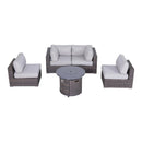 Wicker Outdoor Lounge Set With Cushions And Fire Pit