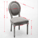 French Style Solid Wood Frame Antique Painting Linen Fabric Back Dining Chair (Set of 2)