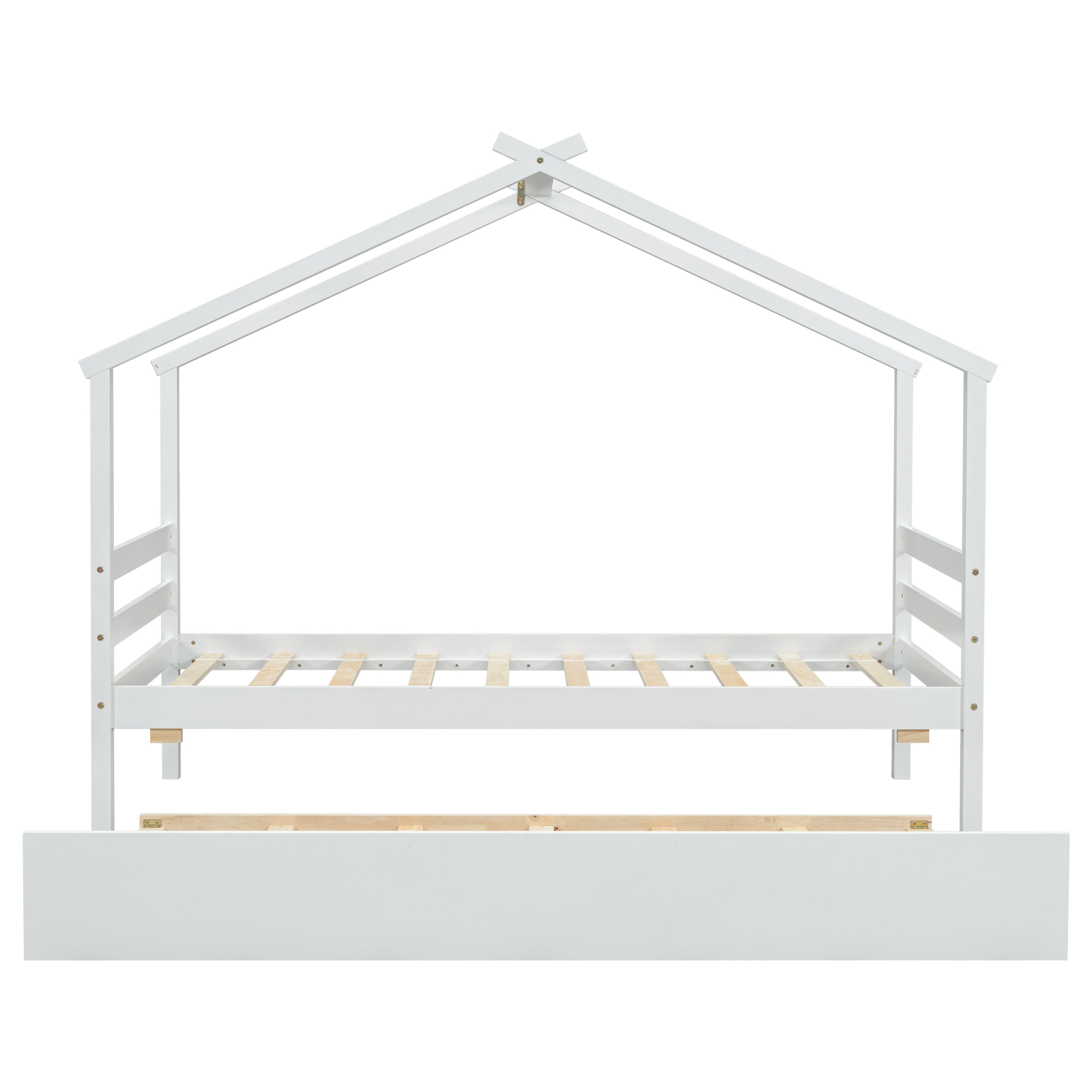 Twin Size House-shaped Bed with Trundle,White