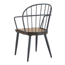 Contemporary Indoor Dining Set With Metal Legs, Birch, And Metal - Black / Natural