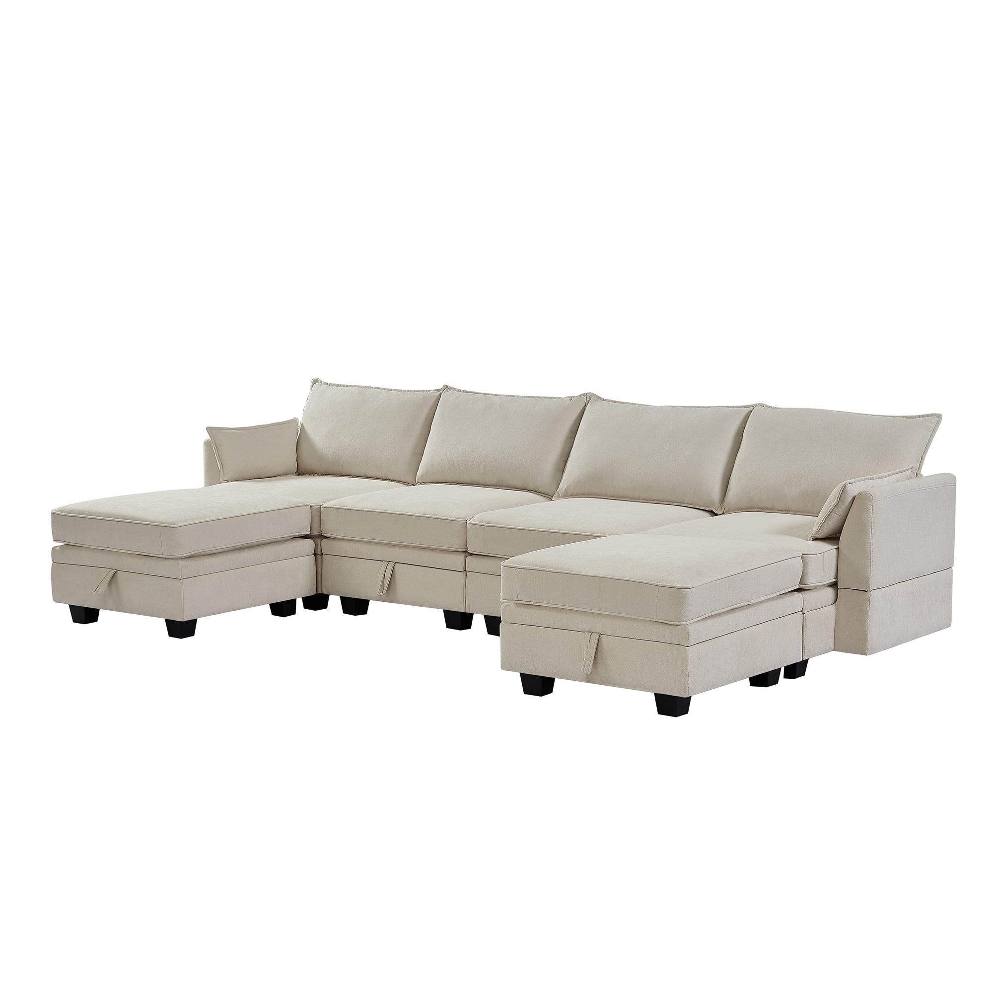 U_Style Modern Large U-Shape Modular Sectional Sofa, Convertible Sofa Bed with Reversible Chaise for Living Room, Storage Seat