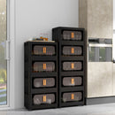 Folding Storage Cabinet With Magnetic Doors And Wheels