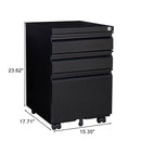 Contemporary Black 3 Drawer Mobile Filing Cabinet With Lock, Metal Office Storage For Legal / Letter Size