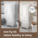 Freestanding Bathroom Vanity Tall With Damping Hinge Doors, Adjustable Shelves - White