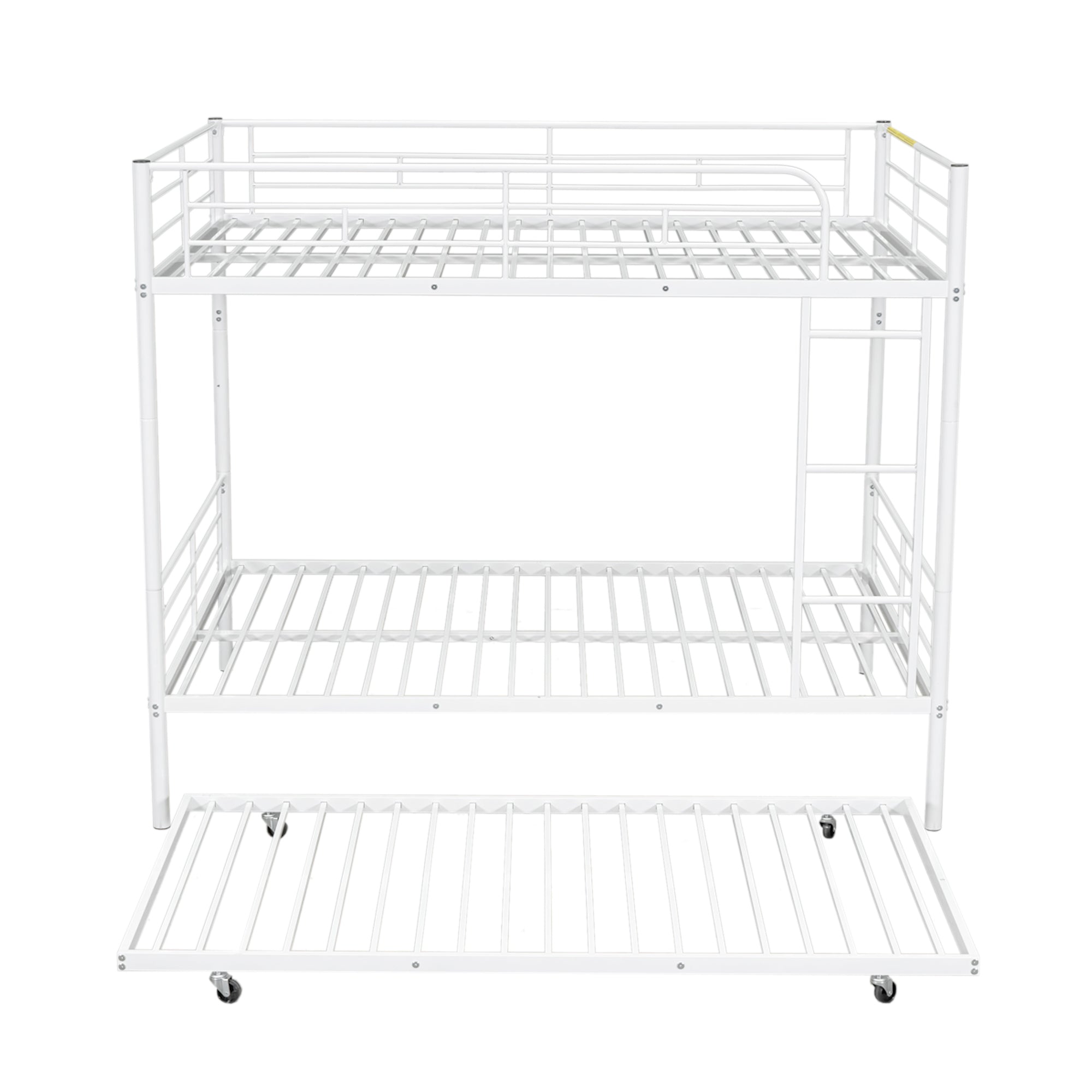 Full Over Full Metal Bunk Bed with Trundle, White - Atlantic Fine Furniture Melbourne FL
