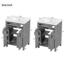 Bathroom Vanity With Ceramic Sink, Soft Close Doors, Flip Drawer, Double Layer Door Shelves