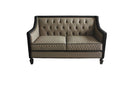 House - Beatrice Loveseat - Tan PU, Black PU & Charcoal Finish - Atlantic Fine Furniture Inc