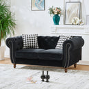 Chesterfield Velvet Upholstery Fabric Loveseat With Roll Armrest And Nailhead