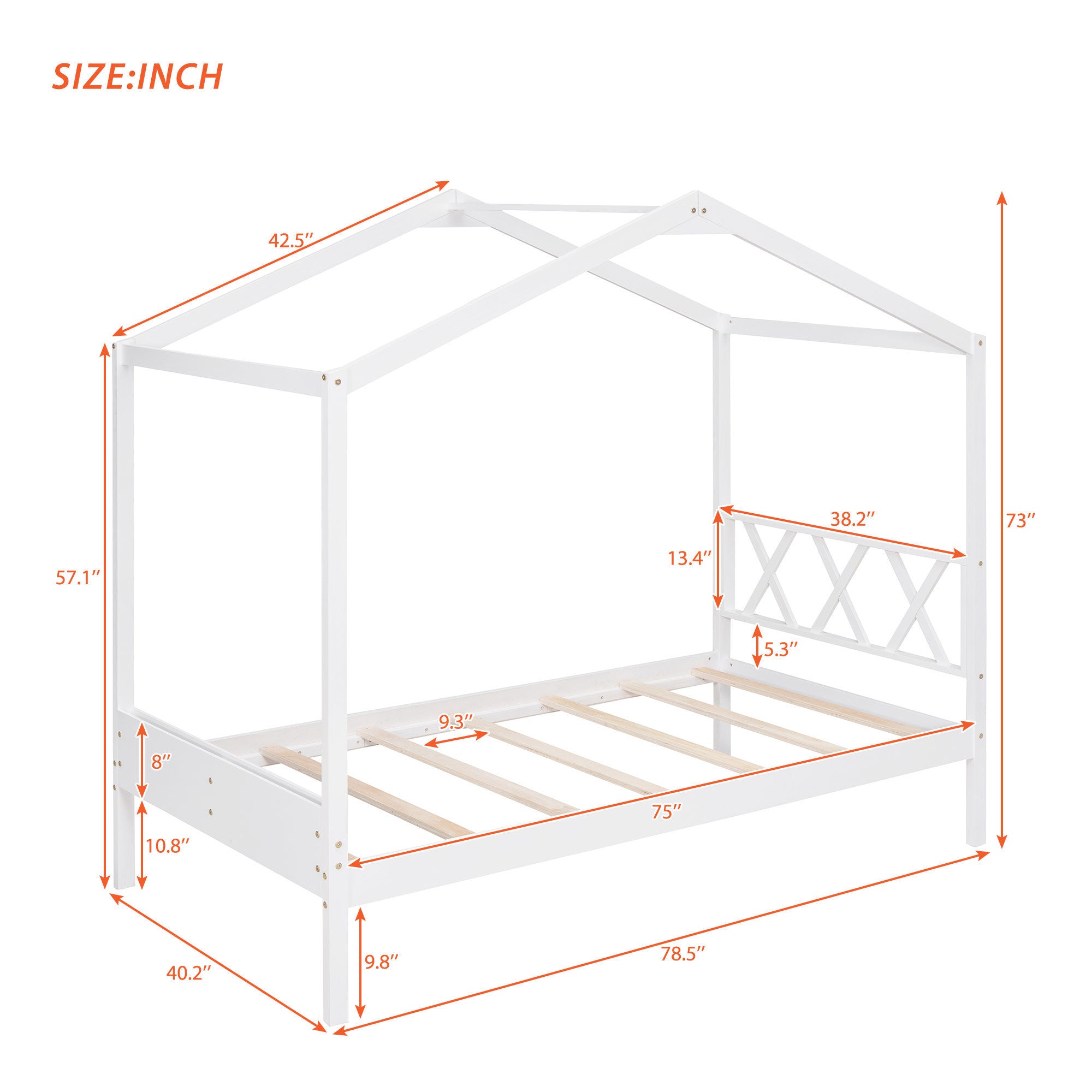 Twin Size Wood House Bed with Storage Space, White(OLD SKU: LP000001AAK) - Atlantic Fine Furniture Melbourne FL