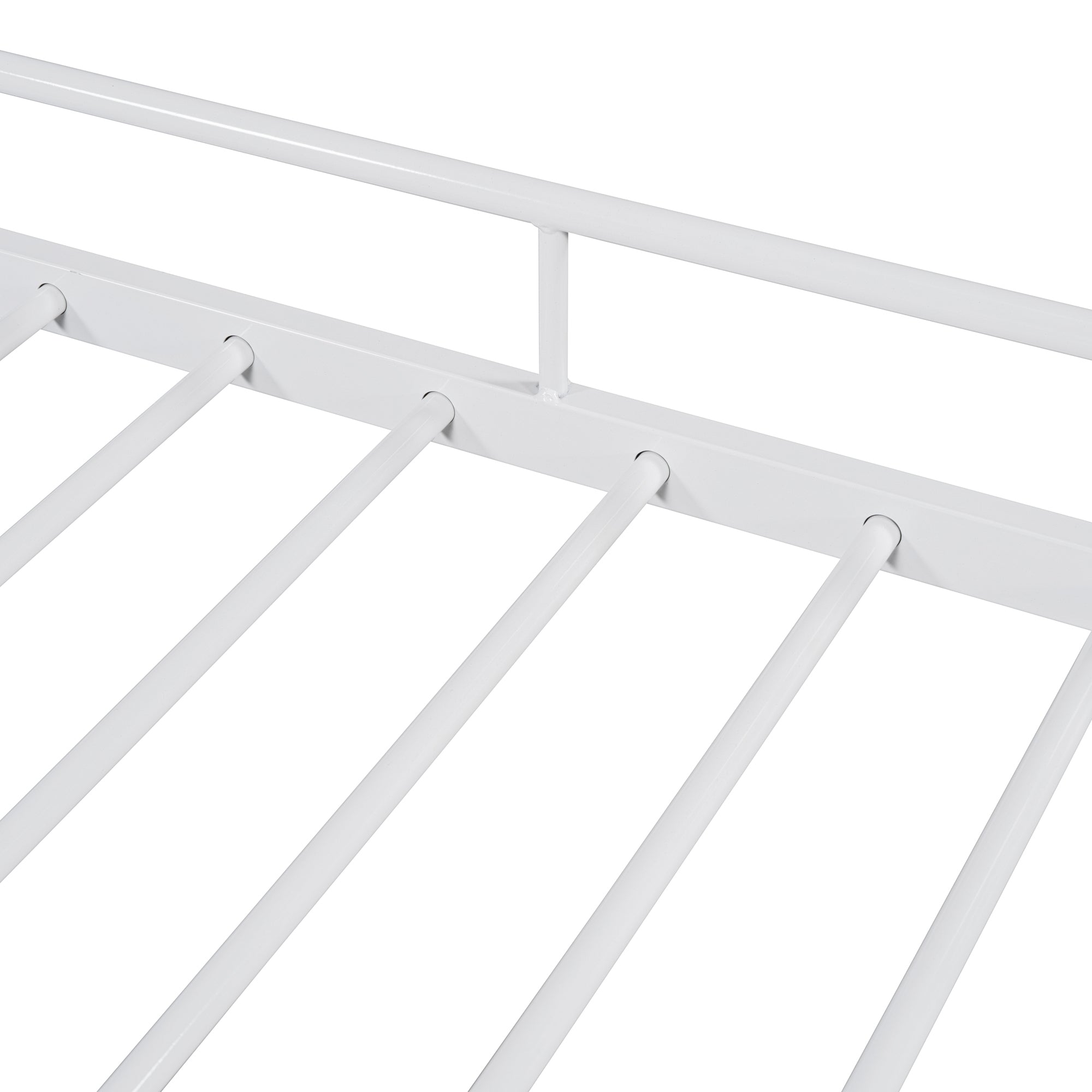 Full Size Metal Daybed with Curved Handle Design and Twin Size Trundle, White - Atlantic Fine Furniture Melbourne FL