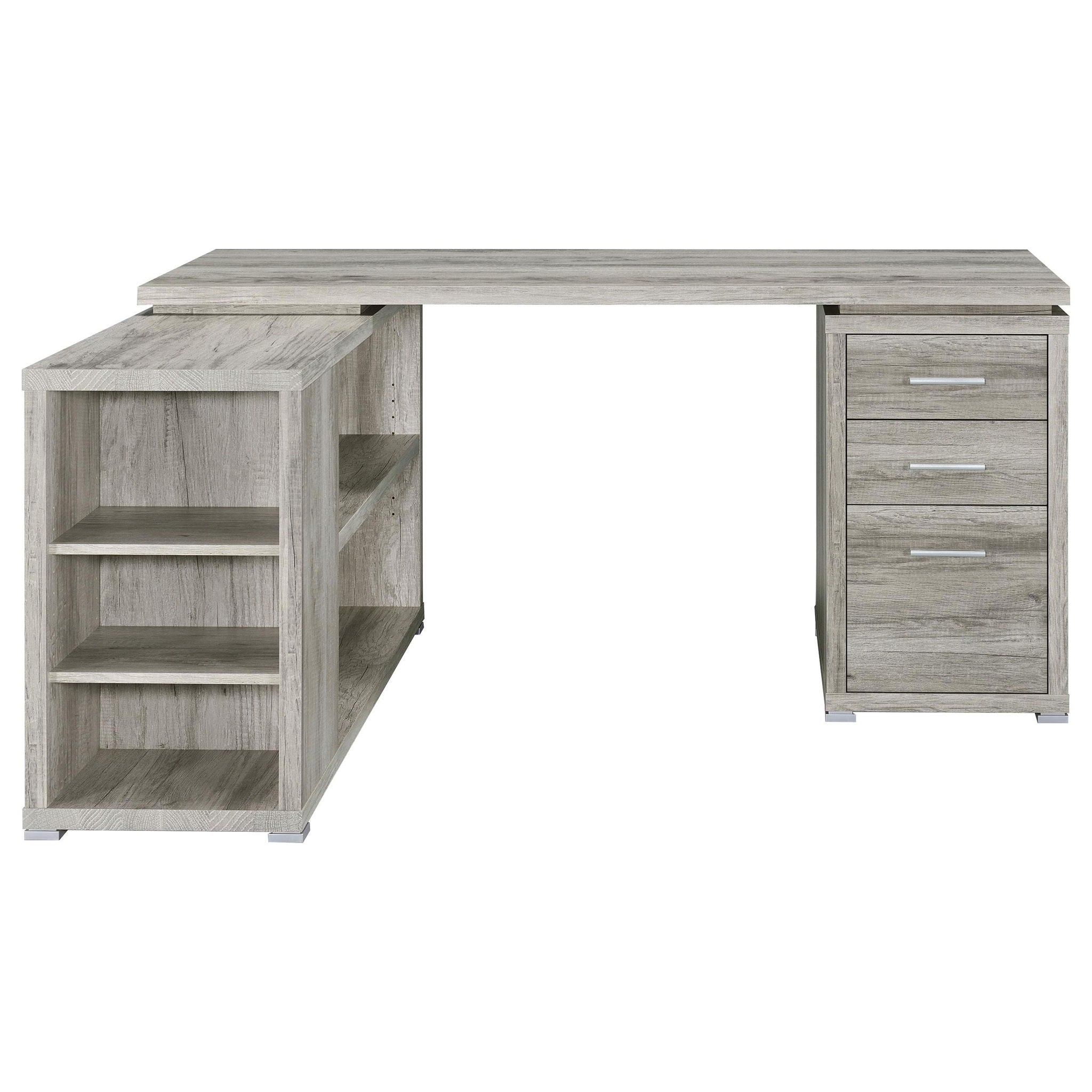 Yvette 60-inch 3-drawer L-Shape Computer Desk Grey Driftwood
