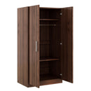 2 Door Wooden Wardrobe Armoire With 3 Storage Shelves - Brown