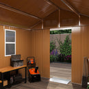 Heavy Duty Metal Storage Shed With Windows, Lockable Door & Ventilation, Weatherproof Outdoor Garden Shed For Backyard, Brown Iron 6X4 Ft