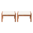 Acacia Wood Outdoor Ottomans With Cushion, (Set of 2)