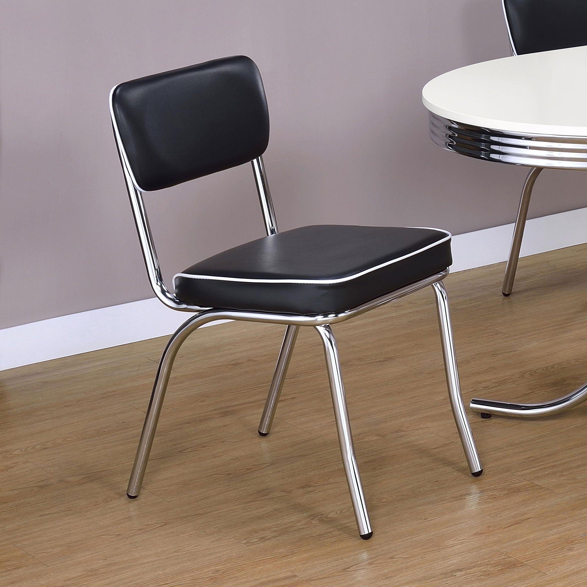 Retro Upholstered Dining Side Chair Black (Set of 2) - Atlantic Fine Furniture Melbourne FL