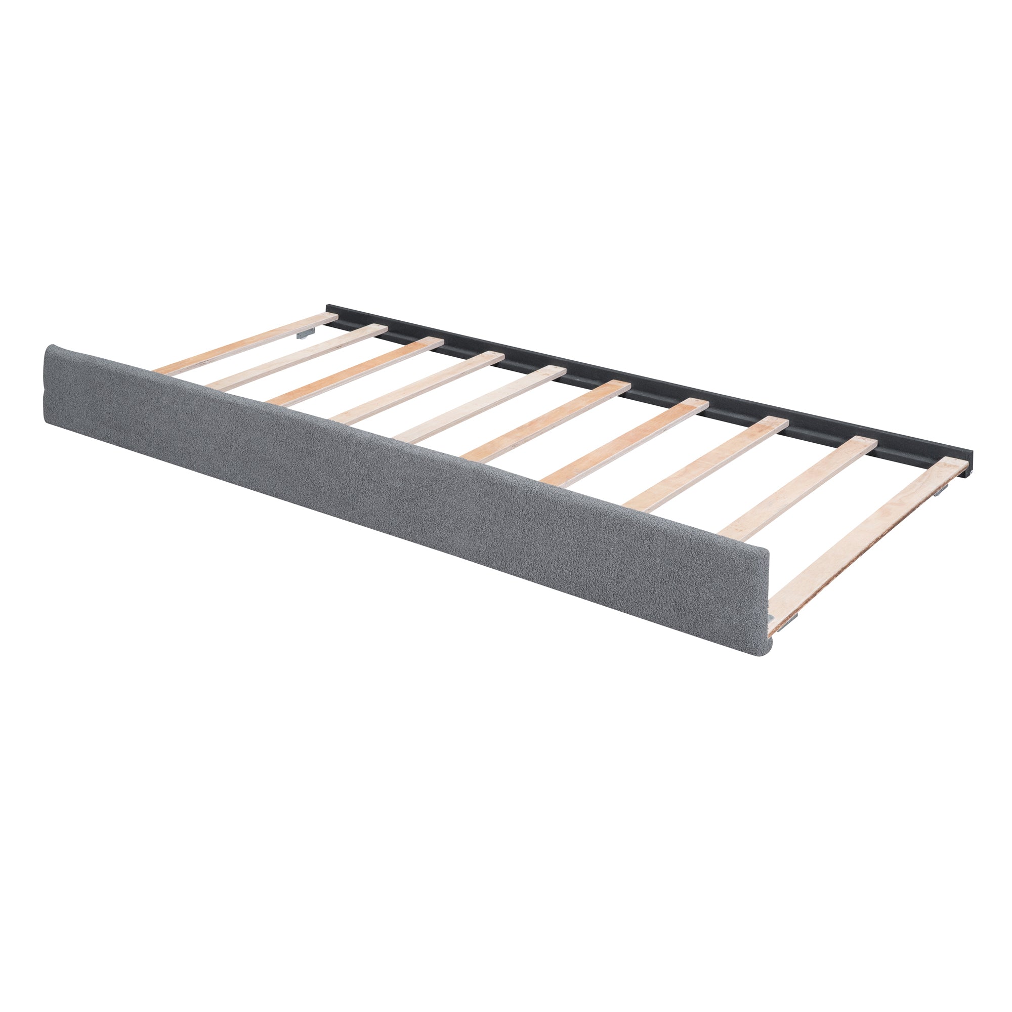 Teddy Fleece Full Size Upholstered Platform Bed with Trundle, Gray - Atlantic Fine Furniture Melbourne FL