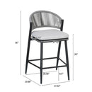 Outdoor 26" Counter Height Metal Frame Counter Stools With Scallop Shaped Backrest & Water Resistant Cushions