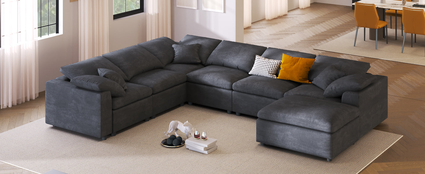 U_Style Oversized Modular Sectional Sofa with Ottoman L Shaped Corner Sectional for Living Room, Office, Spacious Space