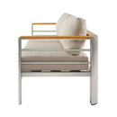 Cora - Outdoor Patio Aluminum 4 Pieces Chat Set - Beige / Natural / Silver