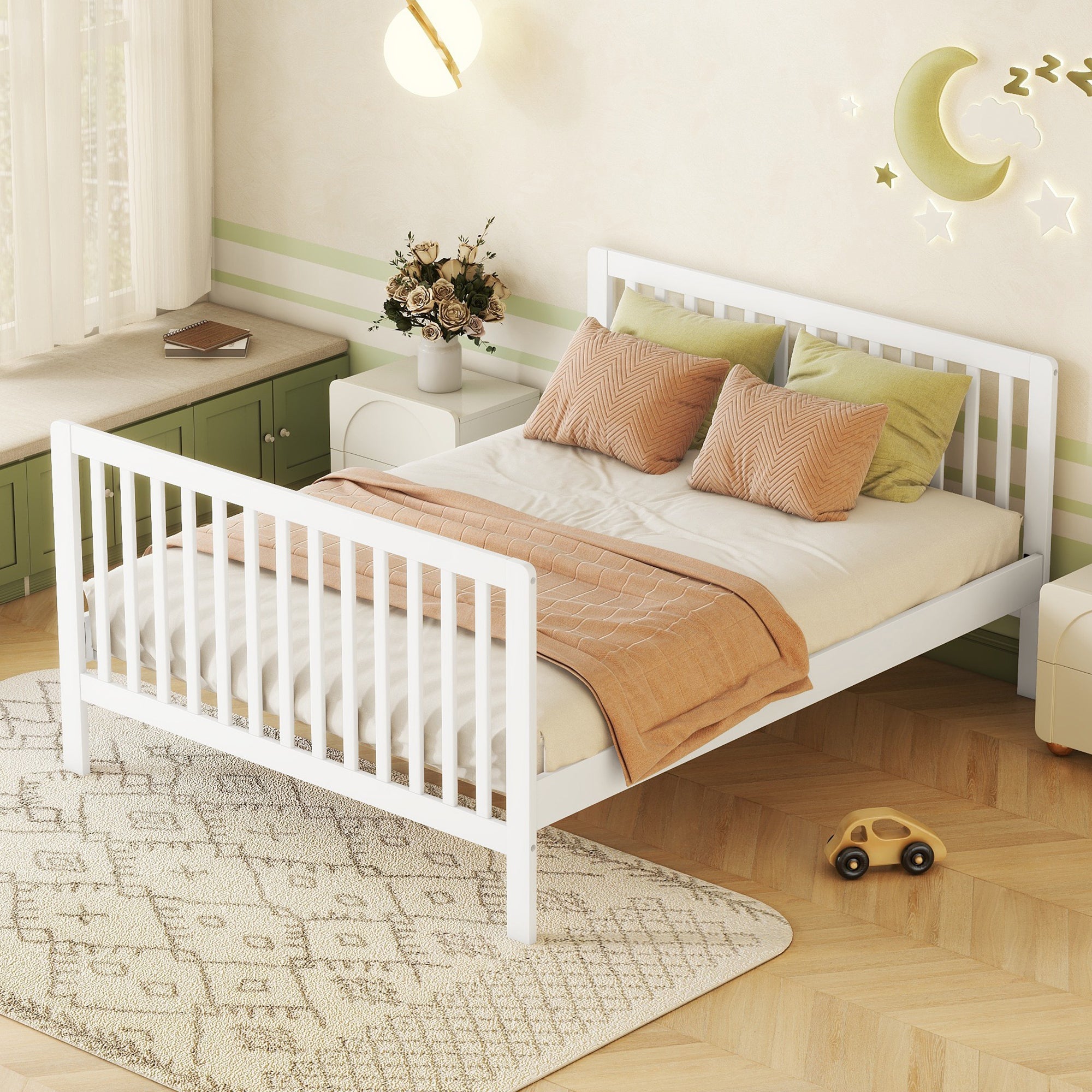 Convertible Crib/Full Size Bed with Changing Table, White - Atlantic Fine Furniture Melbourne FL
