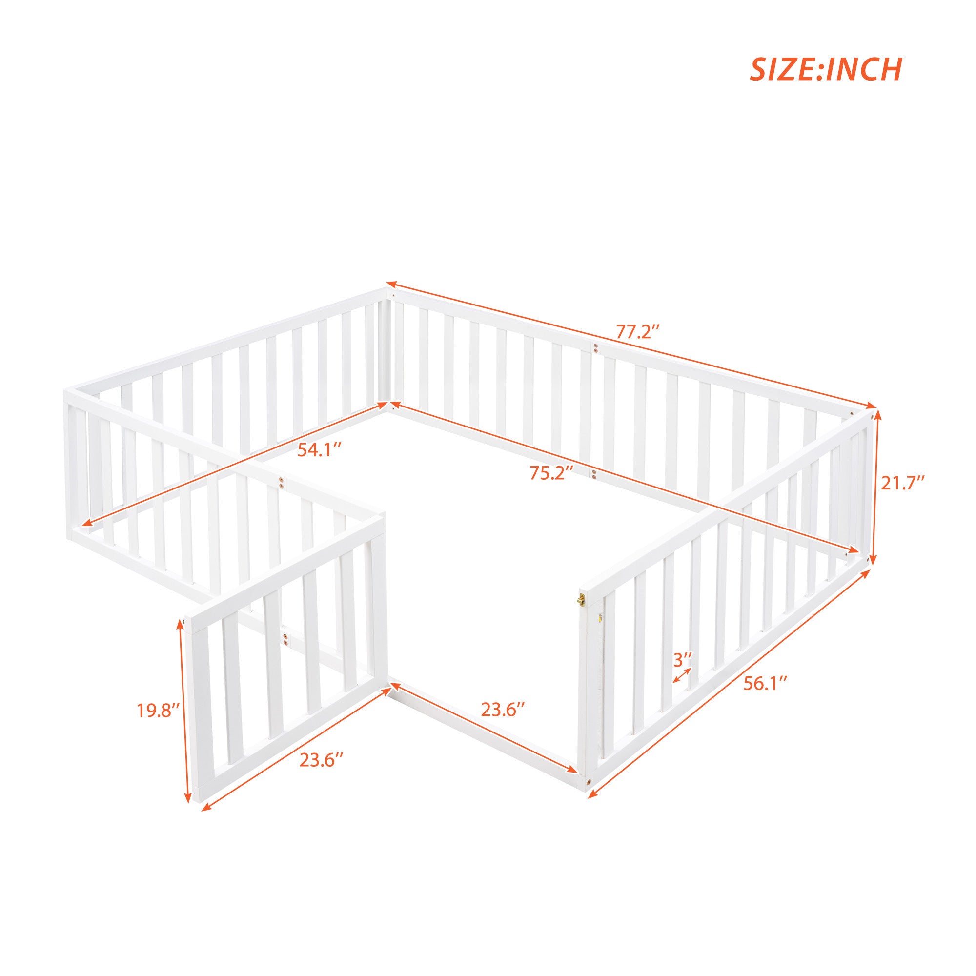 Full Size Wood Daybed Frame with Fence, White(OLD SKU:WF289662AAK)