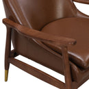 Mid - Century Accent Chair With Cushioned Seat, Brass Tipped Legs