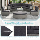 Elegant Patio Furniture Set Outdoor Daybed Rattan Sectional With Cushions And Center Table - Gray