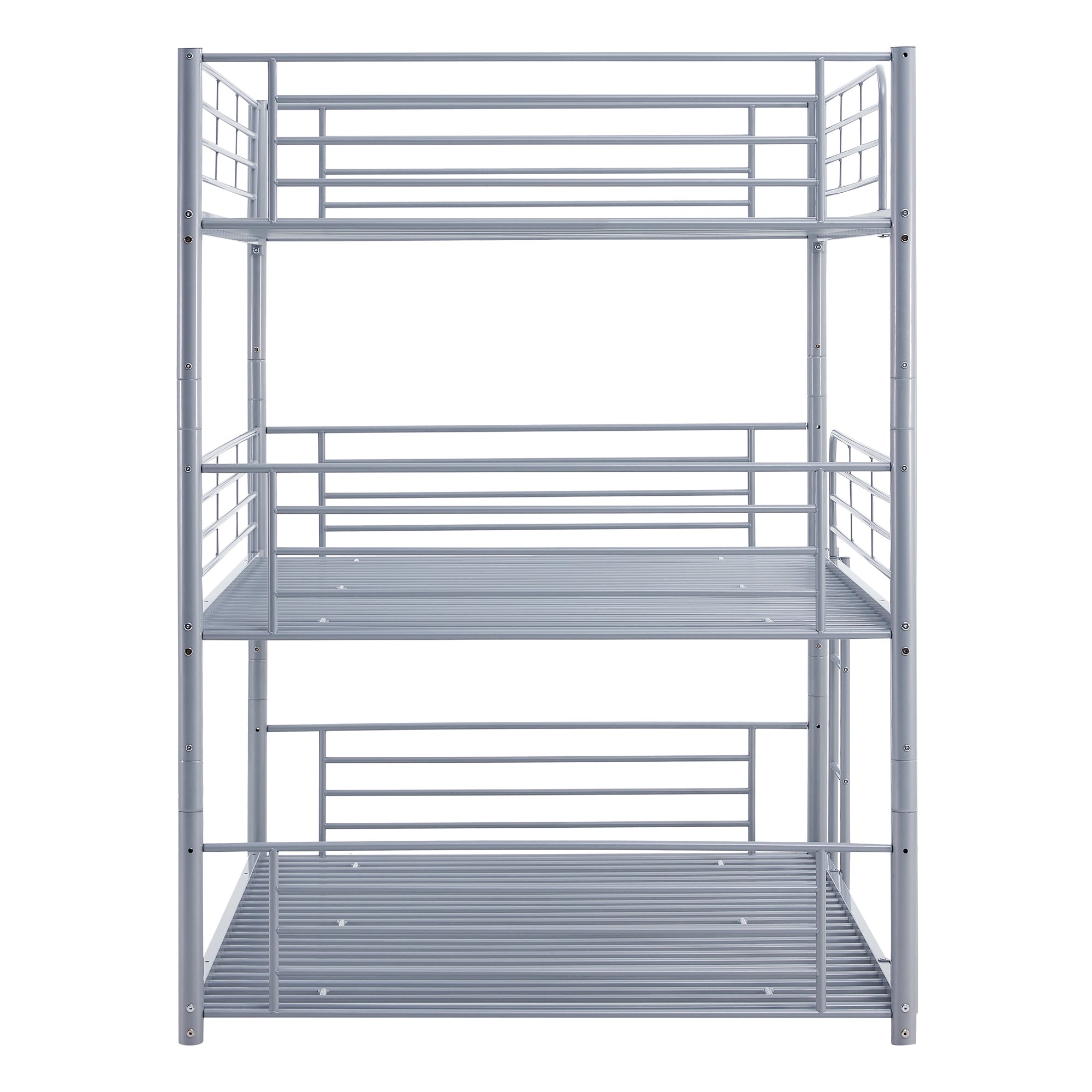 Full-Full-Full Metal Triple Bed with Built-in Ladder, Divided into Three Separate Beds,Gray(OLD SKU:LP000297AAE) - Atlantic Fine Furniture Melbourne FL