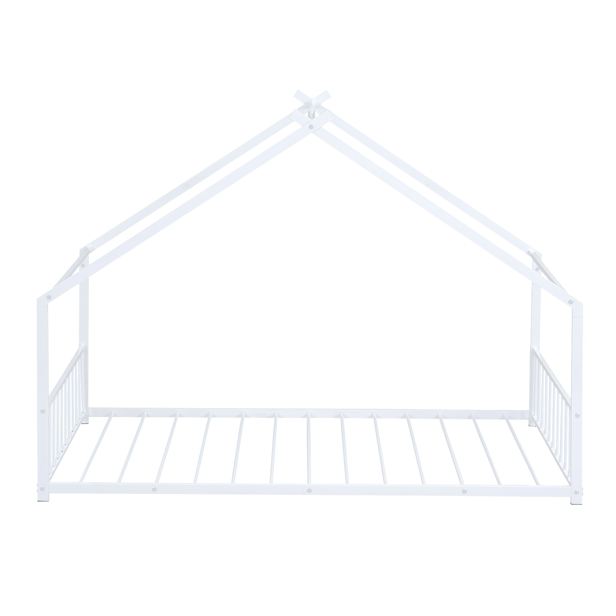Twin Size Metal House Bed, White