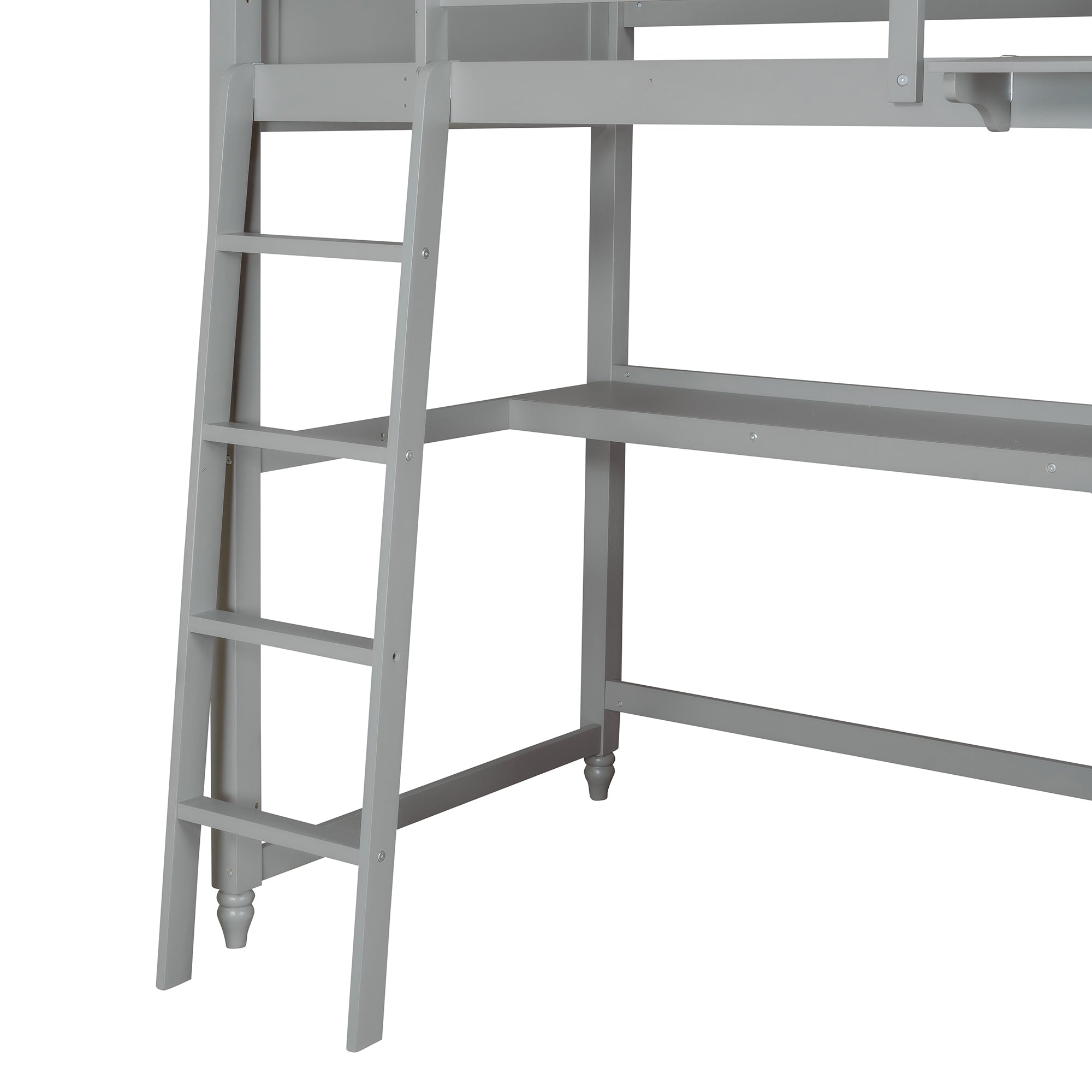 Twin size Loft Bed with Drawers and Desk, Wooden Loft Bed with Shelves - Gray(OLD SKU: LT001530AAE) - Atlantic Fine Furniture Melbourne FL