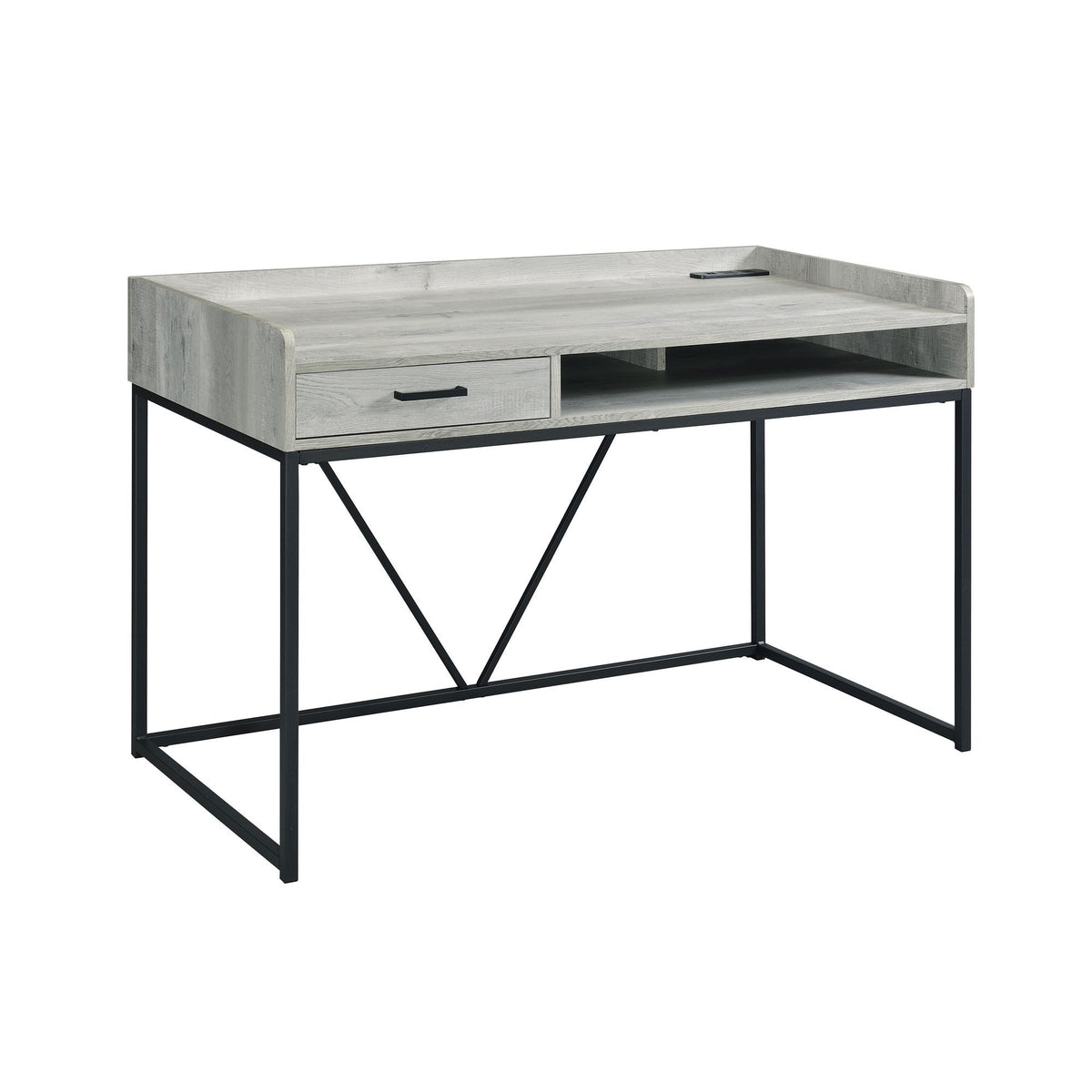 Preston 2 Piece Desk And Bookshelf Set in Gray by Elements International, view 16