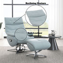 Janella - Motion Accent Chair With Swivel & Ottoman - Babyblue Leather