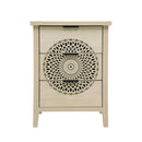 Hollow Carved 3 Drawer Cabinet Dresser Storage Chest With Metal Handles For Living Room Bedroom - Natural