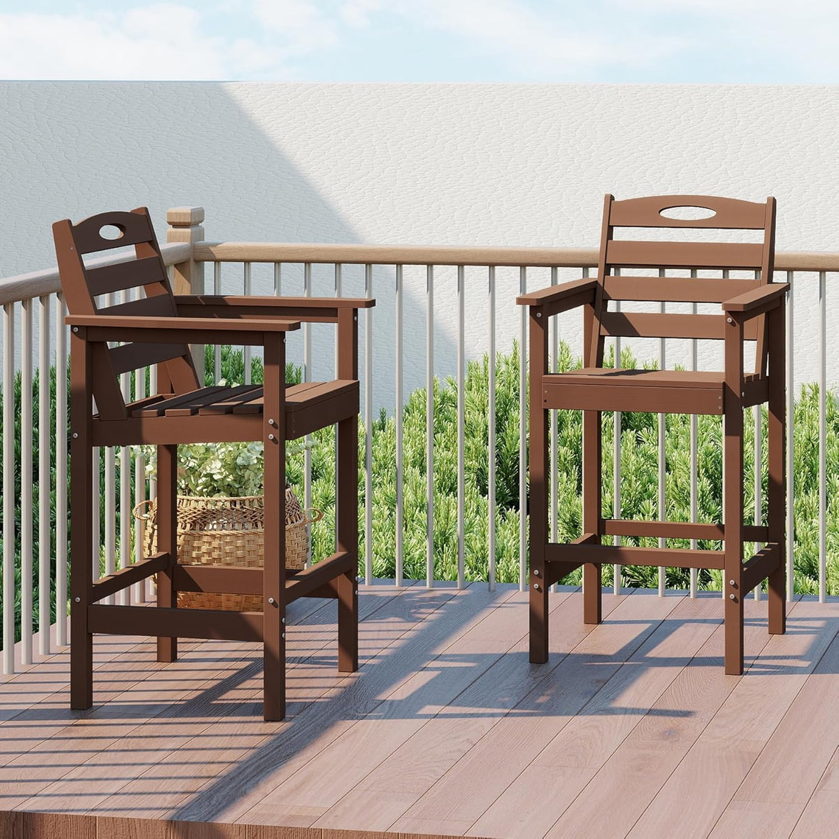 Crefise Tall Adirondack Bar Chairs, Set of 2 - Brown
