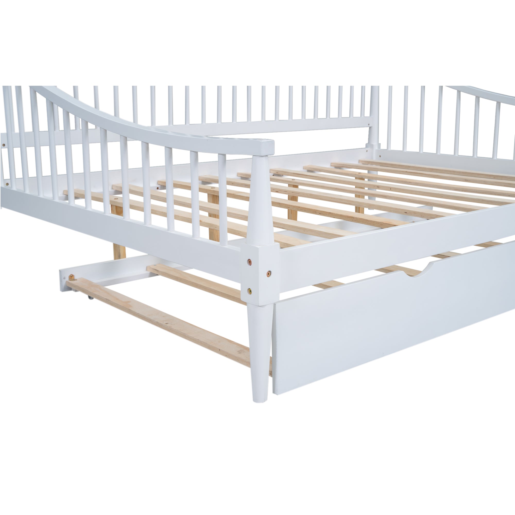 Full Size Daybed with Trundle and Support Legs, White - Atlantic Fine Furniture Melbourne FL