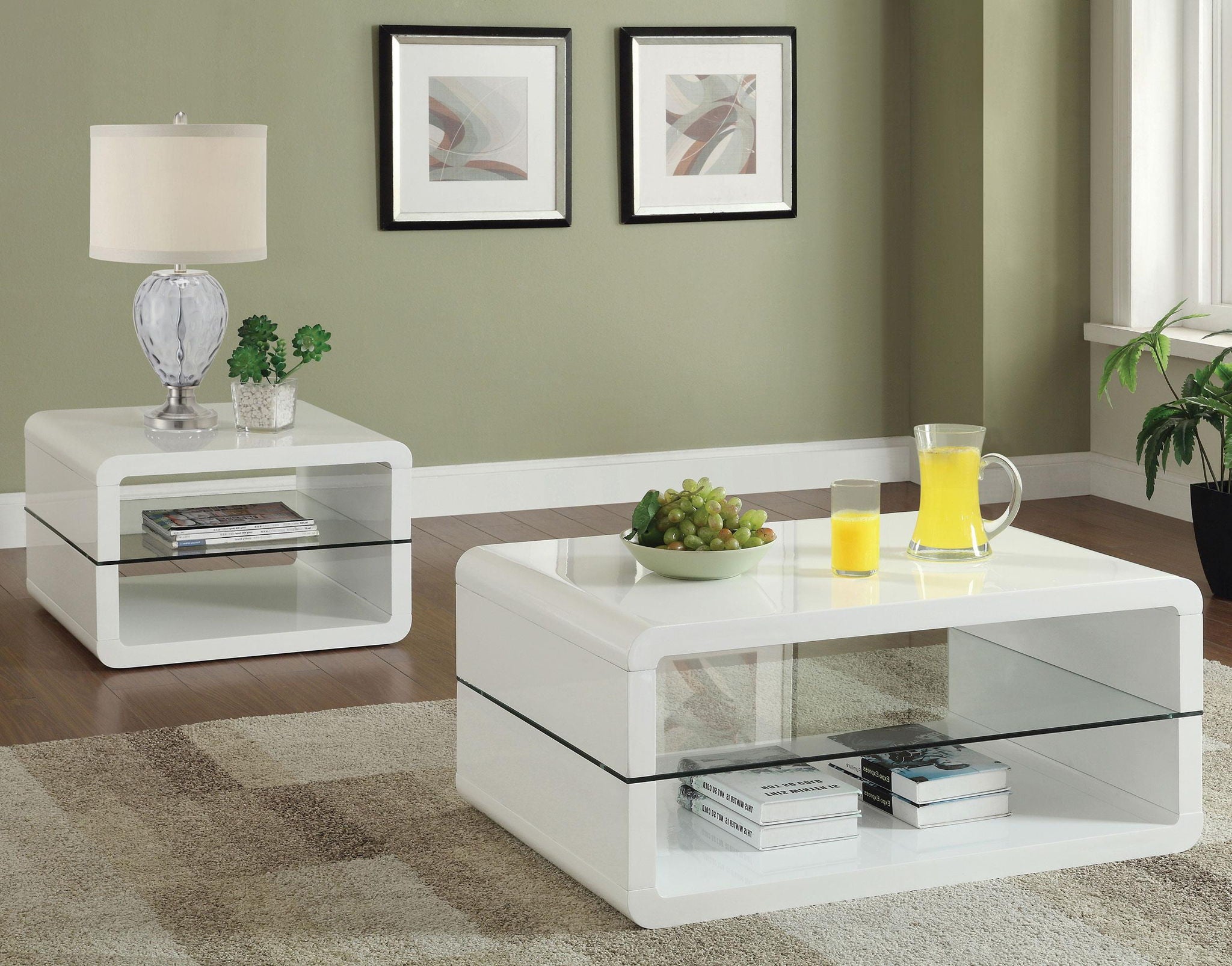 Elana 1-shelf Rectangular Coffee Table White High Gloss - Atlantic Fine Furniture Melbourne FL
